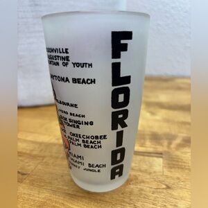 Vtg 50s Frosted Florida Map Glass Tumbler The Sunshine State Retro Barware